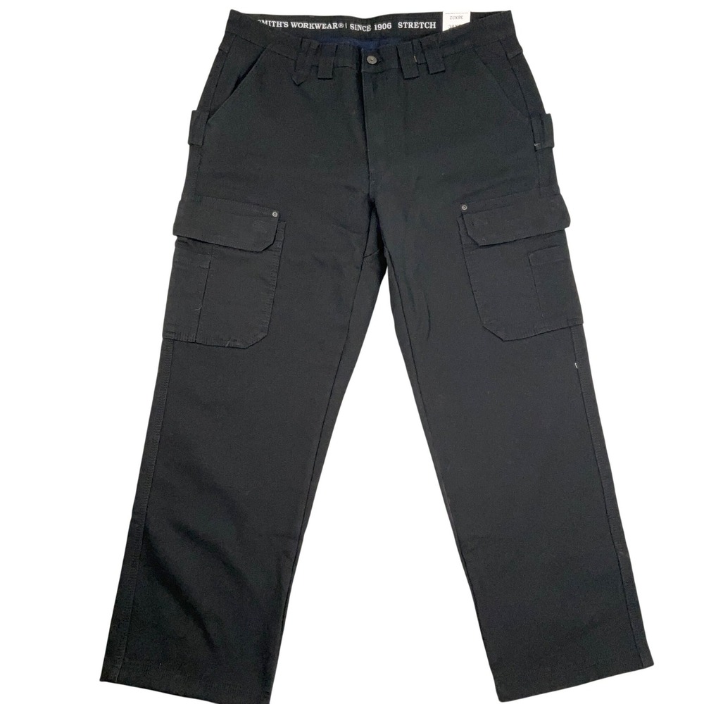 Smith's Workwear Cargo Pants Mens 38x32 Black Fleece Lined Duck S1159S NWT